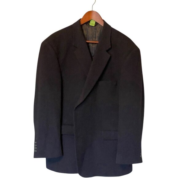 Jos A Bank Dark Navy Blue Camel Hair Blazer Men's 48R Single Breasted 2 Button - Picture 1 of 12